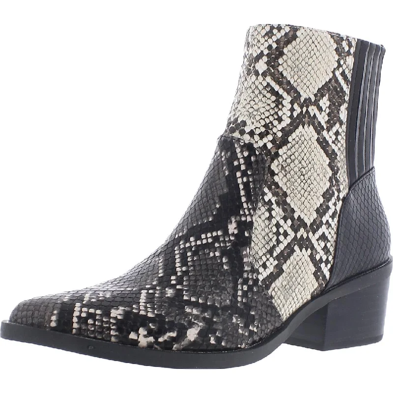 Zada Womens Faux Leather Snake Print Booties