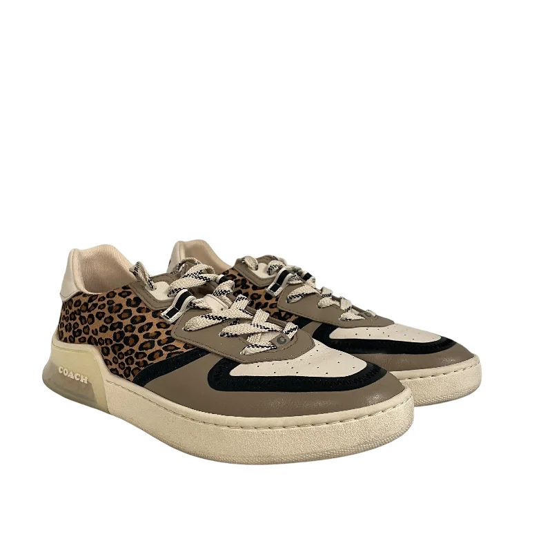 COACH/Low-Sneakers/US 9/Leopard/Leather/BRW/