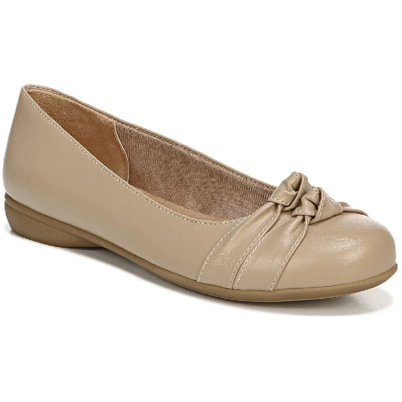 Anika Womens Faux Leather Knot Front Ballet Flats