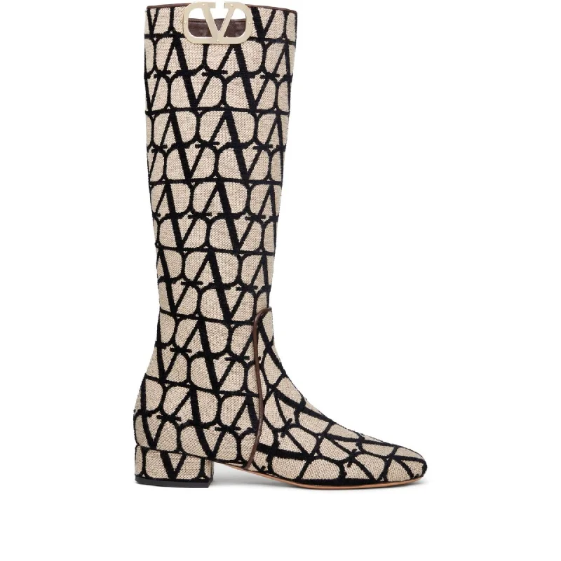 Valentino Garavani V'Logo Type Toile Iconographe Boots