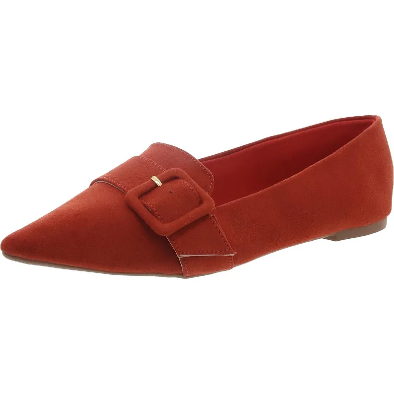 Womens Suede Buckle Ballet Flats