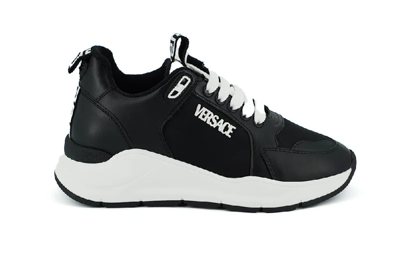 Versace Elegant Monochrome Leather Women's Sneakers