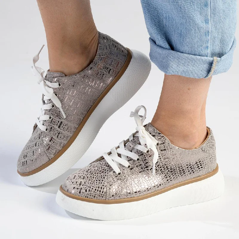 Julz Bayley Leather Platform Sneaker - Gold