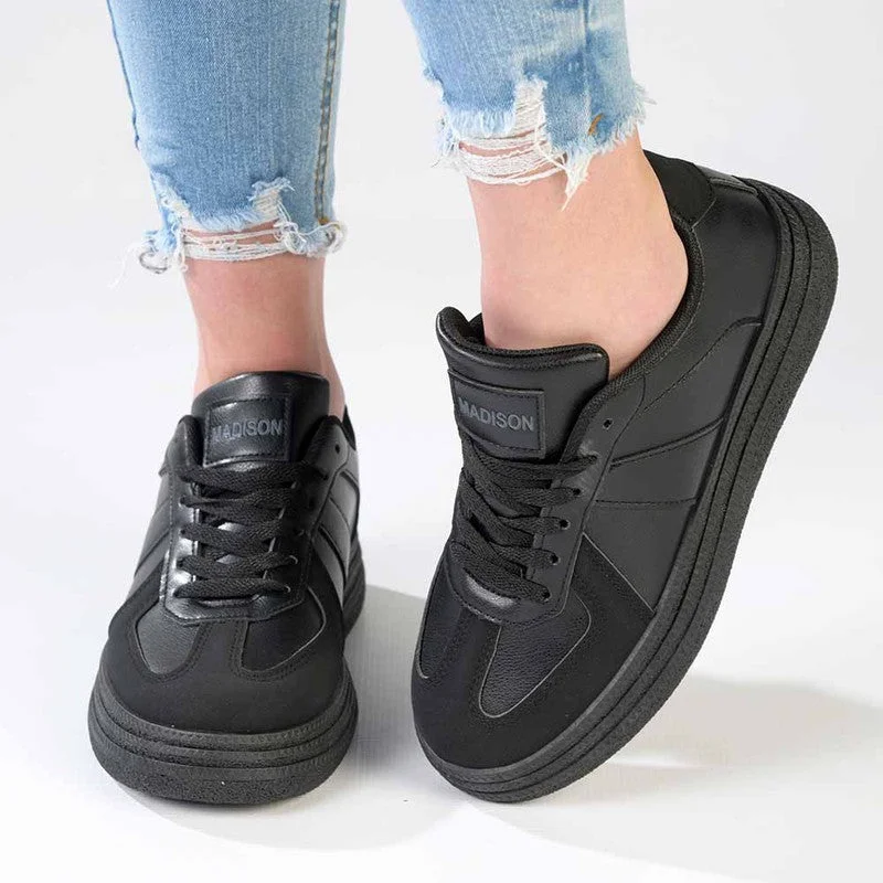 Madison Platform Lace Up Fashion Sneaker - Black