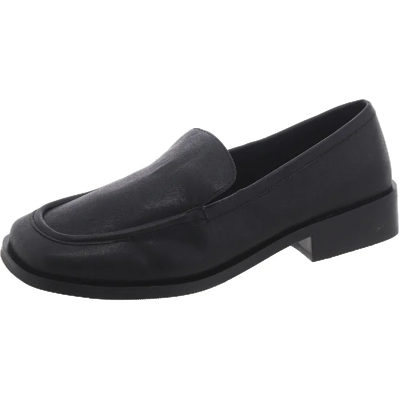 Open Edit Womens Faux Leather Block Heel Loafers