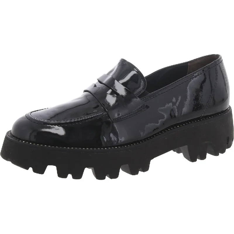 Paul Green Womens Patent Leather Lugg Sole Loafers