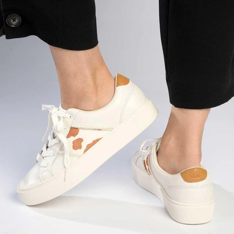 UGG Dinale Leather Sneaker - Cow Print/White Sand